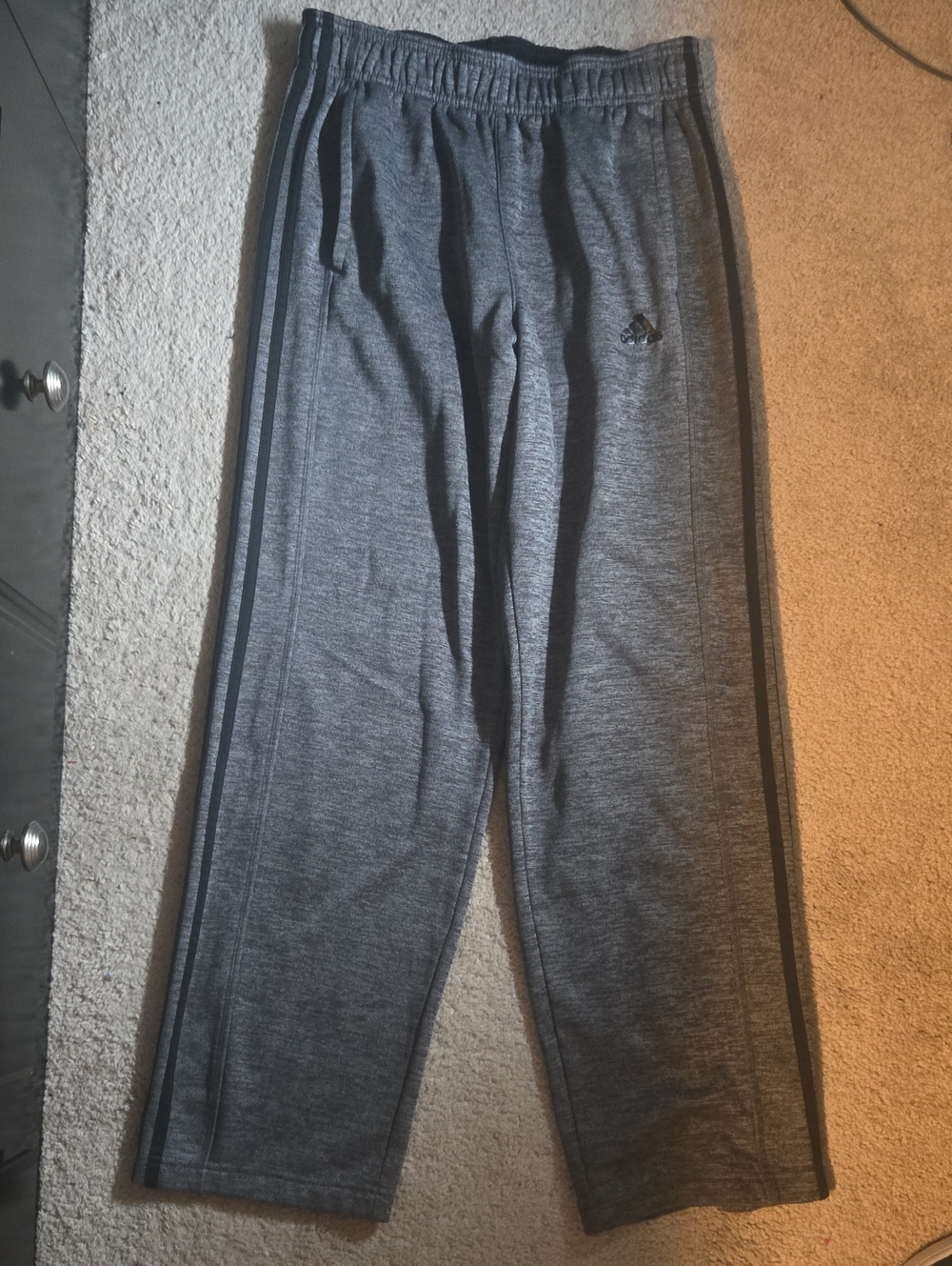 adidas Men’s Heather Gray Joggers with Black Side Stripes